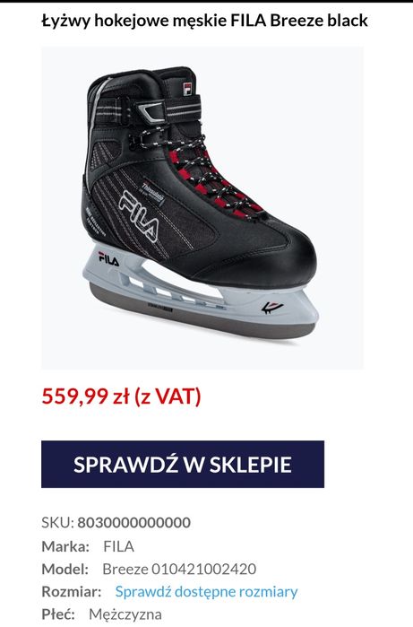 Łyżwy Fila Breeze Black jak nowe 41