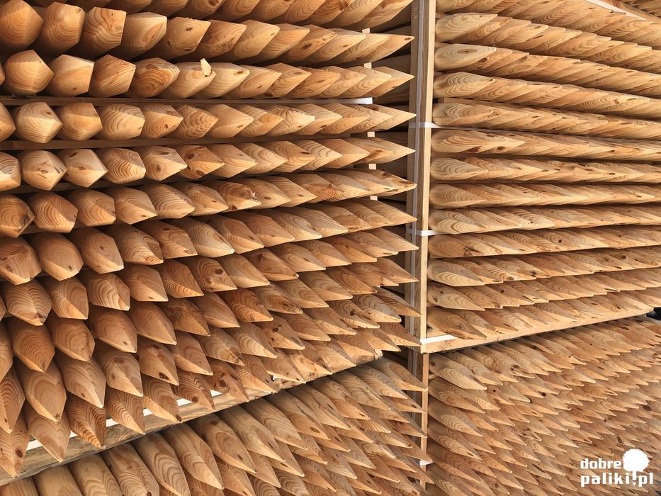Paliki drewniane fi 5 cm x 250 cm fi 6 Palisada, Kołki, do drzew, fi6,