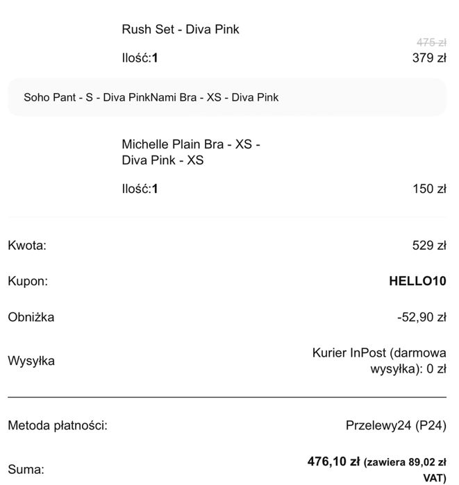 Oceans Apart zestaw 4szt diva pink biustonosz x2 legginsy