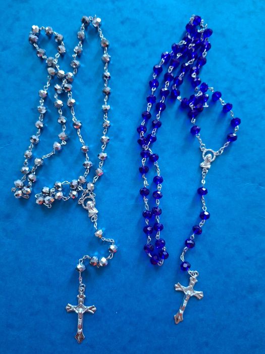 Różaniec srebrny lub niebieski ala kryształ