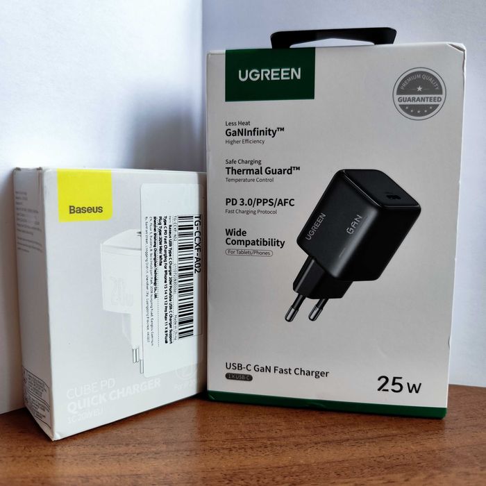 Быстрая зарядка Ugreen Nexode 25w, Baseus  Cube 20W швидка зарядка