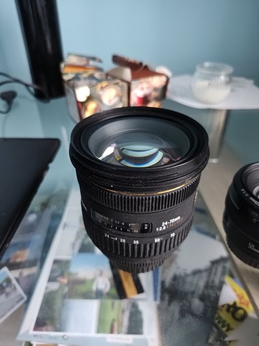 Dwa obiektywy Canon EF 50 F1.4, Sigma 24-70 F2.8