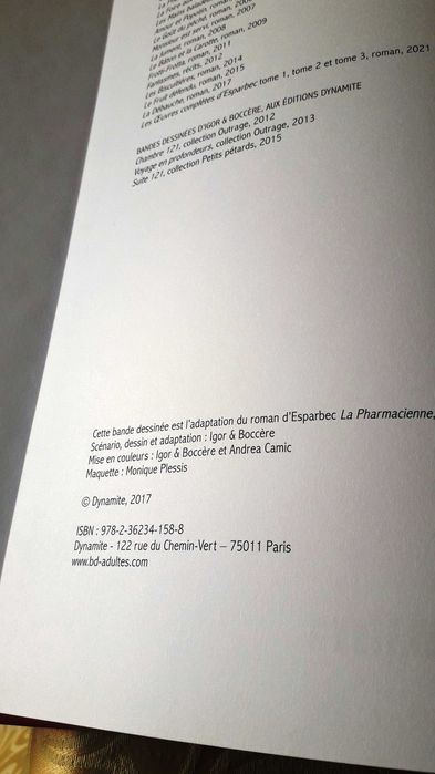 BD Erótica - La Pharmacienne de Esparbec e Boccère (em francês)