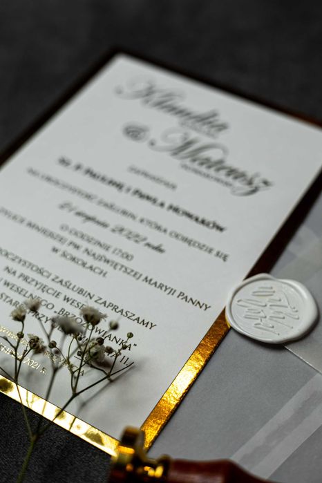 Zaproszenia ślubne GLAMOUR beauty glam z kopertą z kalki