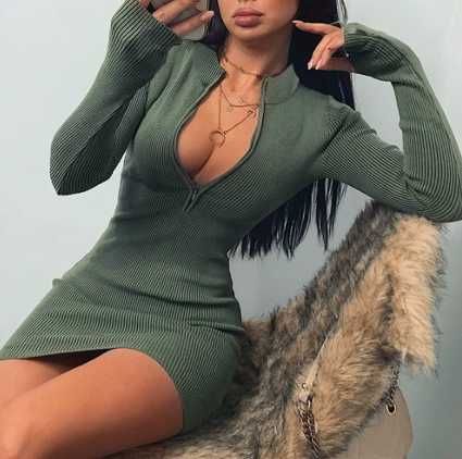 Vestido de festa com fecho, manga comprida