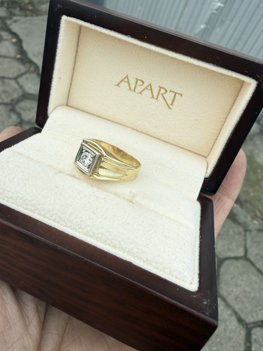 Sygnet 7,5g 585 diament brylant stan bdb 0,4ct