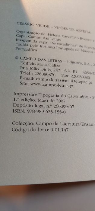 Cesário Verde, Visões de Artista (2007, 1ª edição)