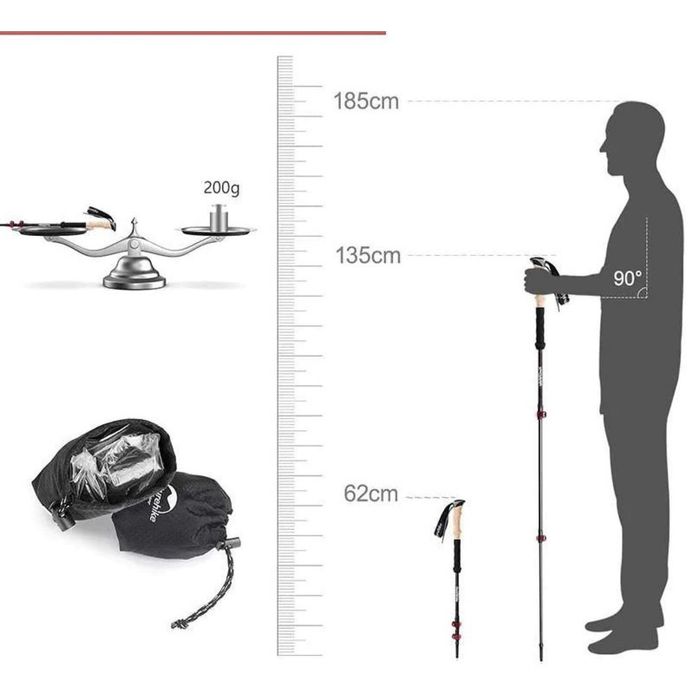 Трекінгові карбонові палиці Naturehike