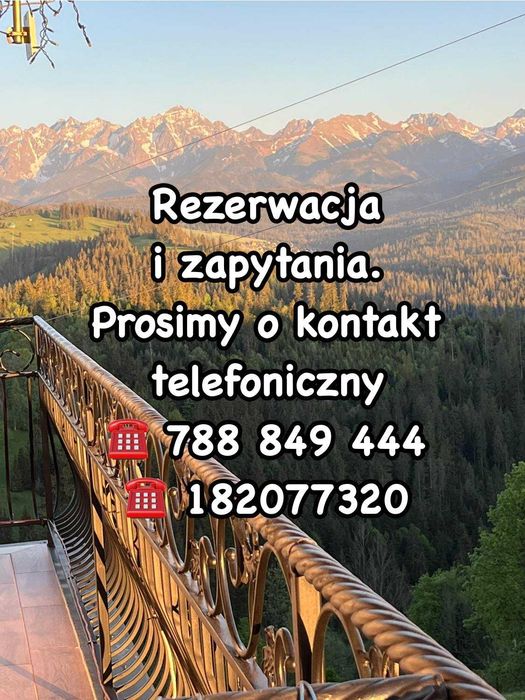Ferie! Widok na góry! Pokoje  k/Zakopane Nocleg +Wyżywienie Tanio!