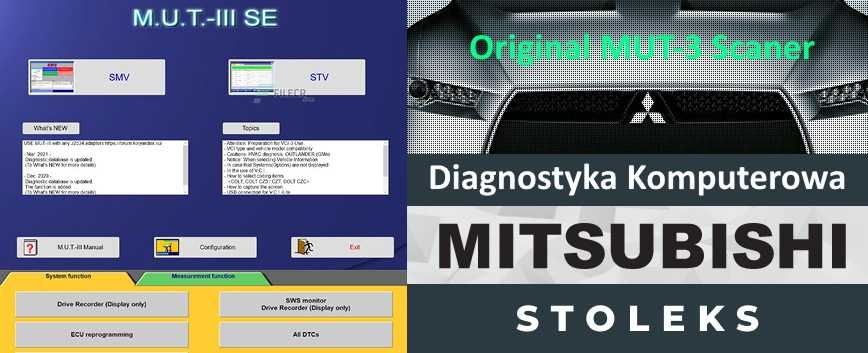 Diagnostyka Mitsubishi, Toyota, Ford, MUT-3. PHEV BMU reset, Nawigacja