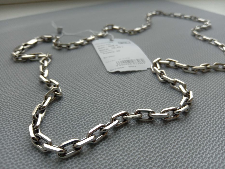 Серебряная цепочка якорное плетение мужская с чернением 30 г 55 60 65