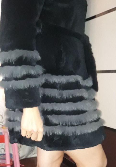 Шуба натуральная кролик и песец