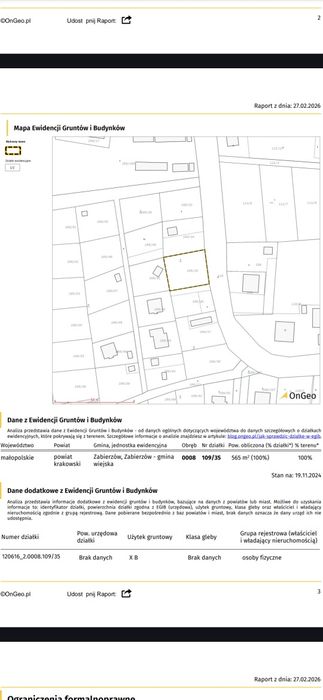 Działka budowlana 5,65a Karniowice | blisko Krakowa | media