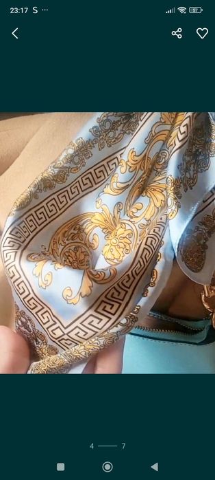 Nowa przepiękna chusta apaszka 70 x 70 cm jedwab sztuczny