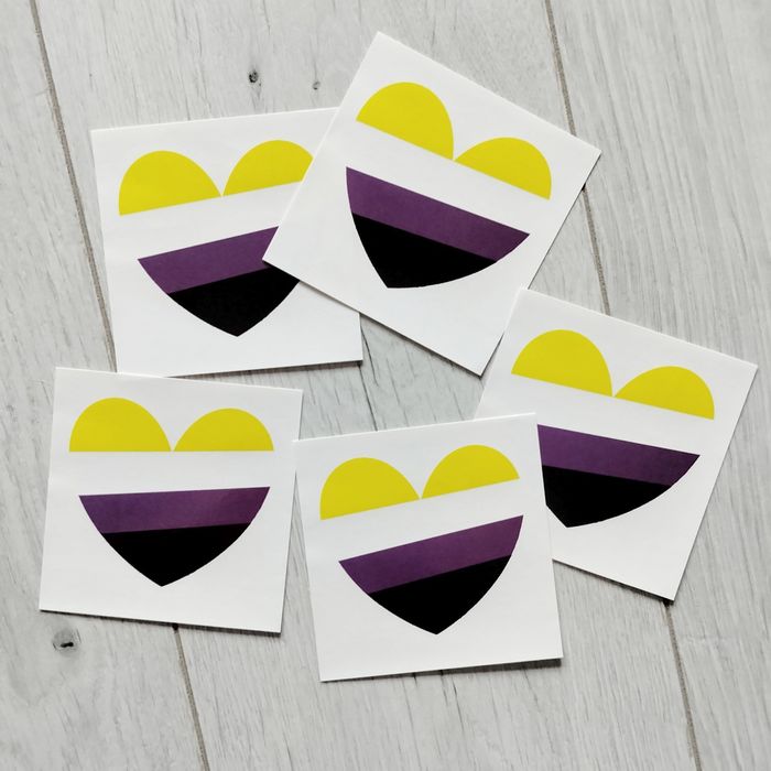Naklejki nonbinary pride heart - queer lgbtq nb gender trans