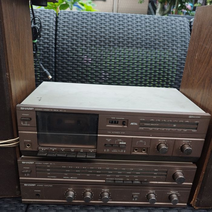 Stereo tuner+cassette+turntable+oryginalne głośniki SHARP