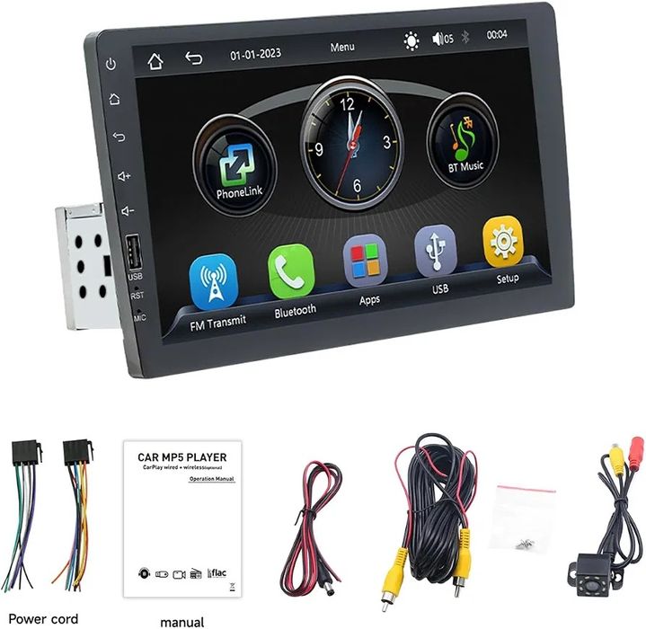 9-дюймова 1-DIN стереосистема, бездротовий CarPlay та Android Auto, Mirror Link, FM/RDS радіо, Bluetooth, керування на кермі, камеразаднього виду