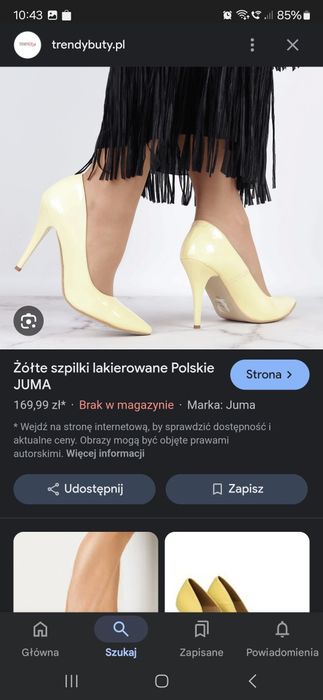 Szpilki żółte firmy Juma