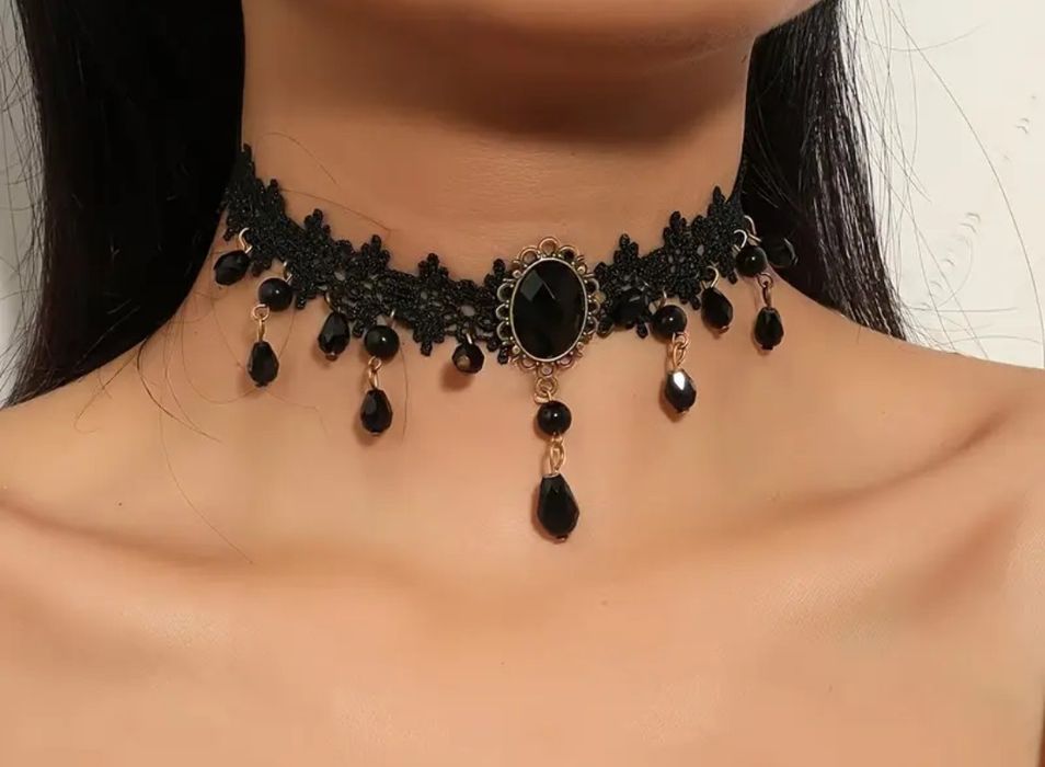 Choker, naszyjnik gotycki koronkowy, nowy
