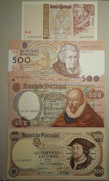 Colecção de 4 Notas 500 escudos - Portes Grátis