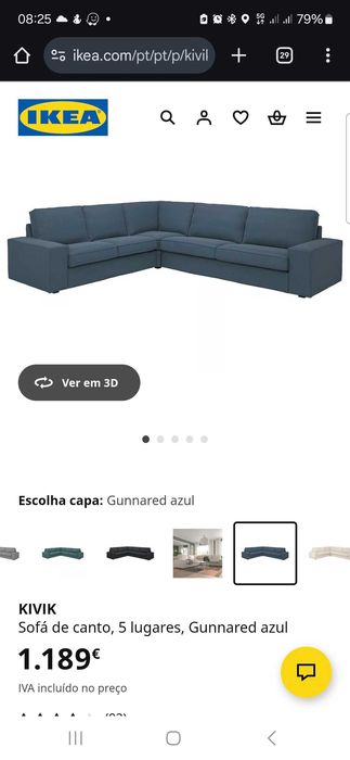 Vendo Sofa de 5 lugares kivik azul petroleo