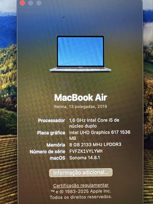 MacBook Air, 13”, 2019, i5, 8Gb RAM