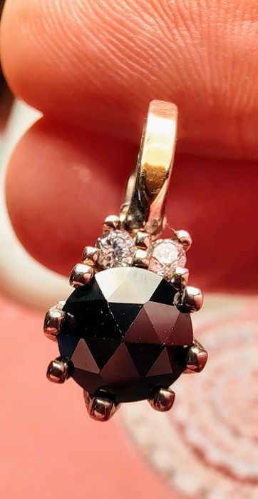 Женские сребряные серьги 925°с черными опалами и золотой вставкой 375°,Украина