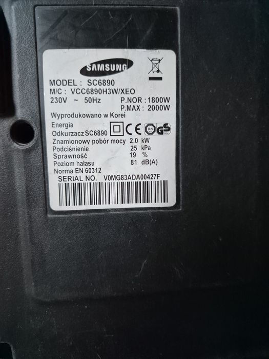 Sprzedam odkurzacz Samsunga 2000W(do naprawy).