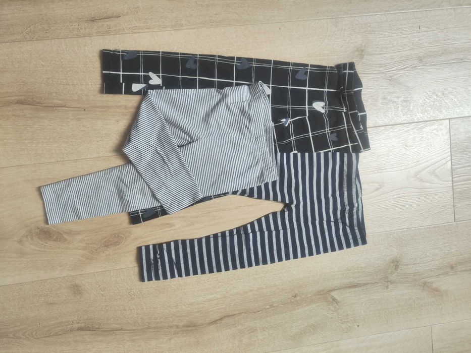 Trzy razy legginsów legginsy dziewczęce długie bawełna granatowe szare czarne 98 103 trójpak trzy sztuki zestaw