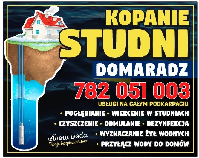 Kopanie studni Tradycyjnch- Czyszczenia - Odmulanie  - Dezynfekcja