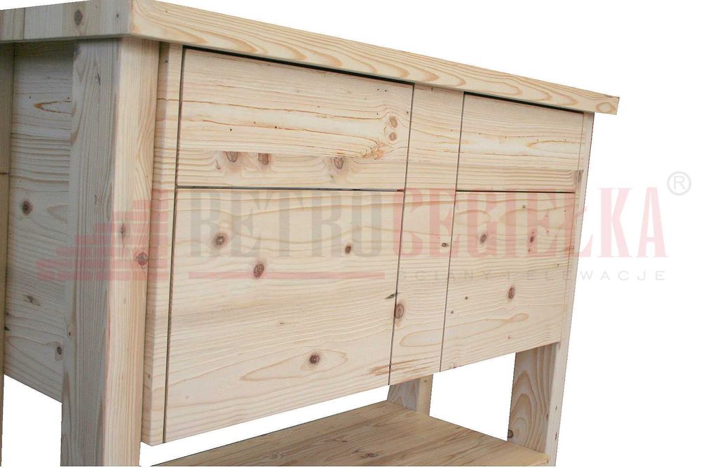 Szafka łazienkowa, stare drewno heblowane, cztery szuflady, tip on