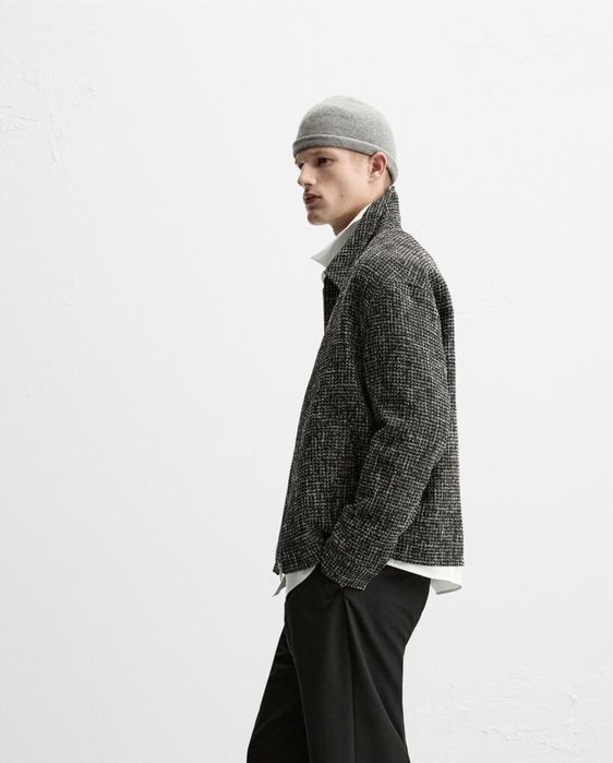 Zara Man kurtka z tkaniny strukturalnej XL szary antracyt