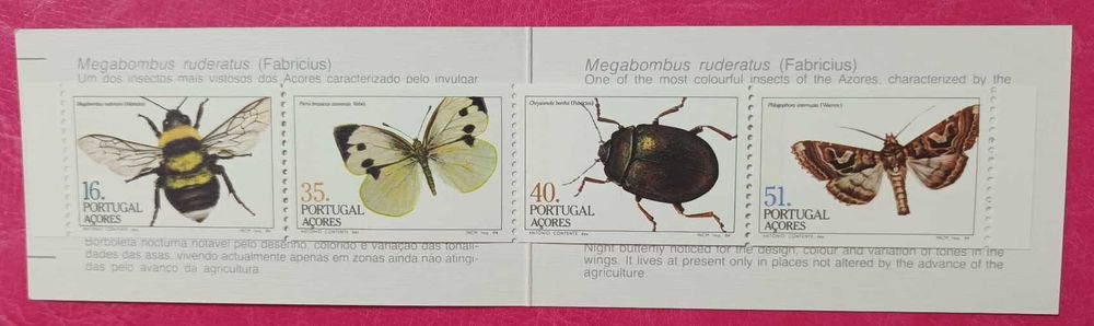 Caderneta Selos Insectos dos Açores