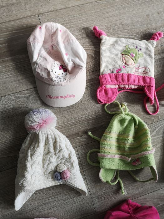 Czapka czapeczka rękawiczki hello kitty zimowa wiosna jesień komplet