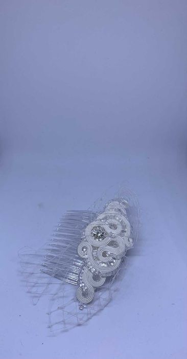 nowa ślubna ozdoba sutaszowa grzebyk mały stroik panna młoda oryginał