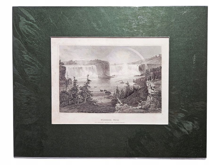 Rycina Niagara Fall Allgemeine Ansicht Niemcy ok 1845 Passe-partout