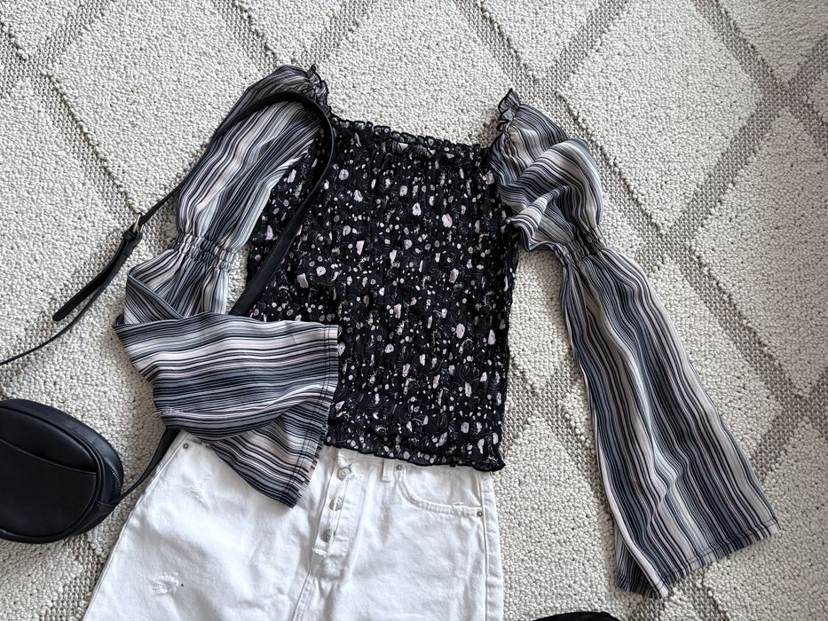 zwiewna bluzka boho w kwiaty M