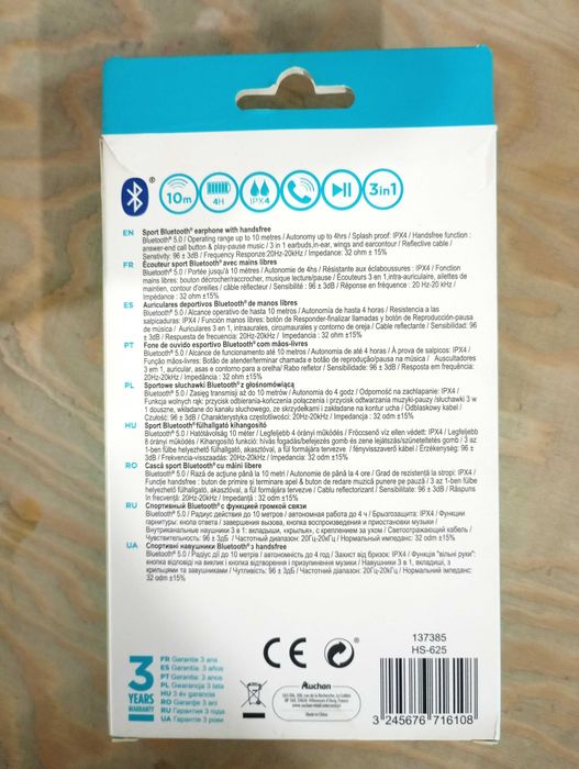 (NOVO) Auriculares Bluetooth Qilive Q.1668 Sport - Preto/Amarelo