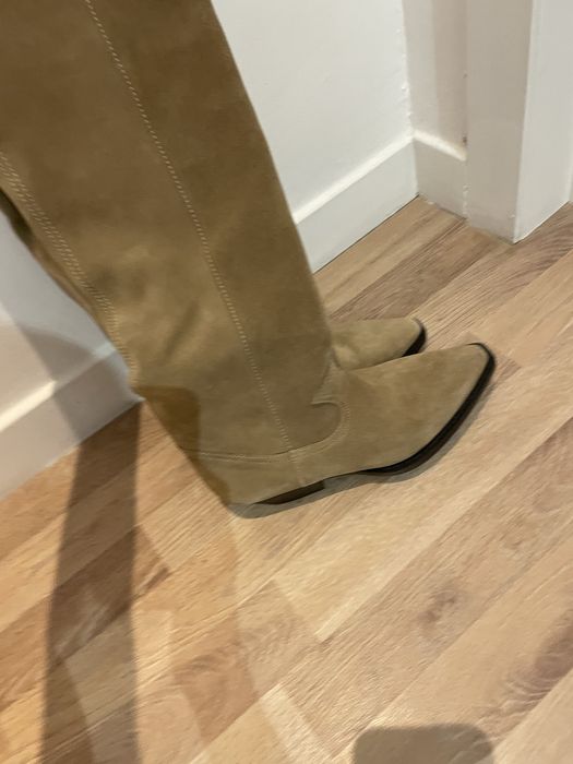 Zara botas altas  novas beges de camurca n.37