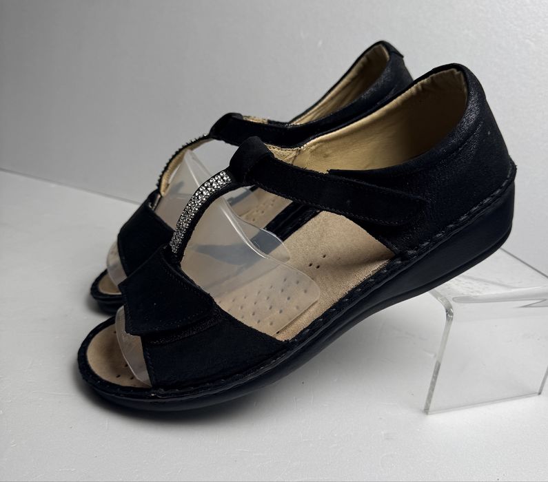 Sandały skórzane czarne La Plume zdrowotne komfortowe r. 41