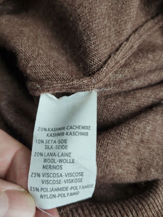 Męski sweter wełna kaszmir jedwab made in italy xl