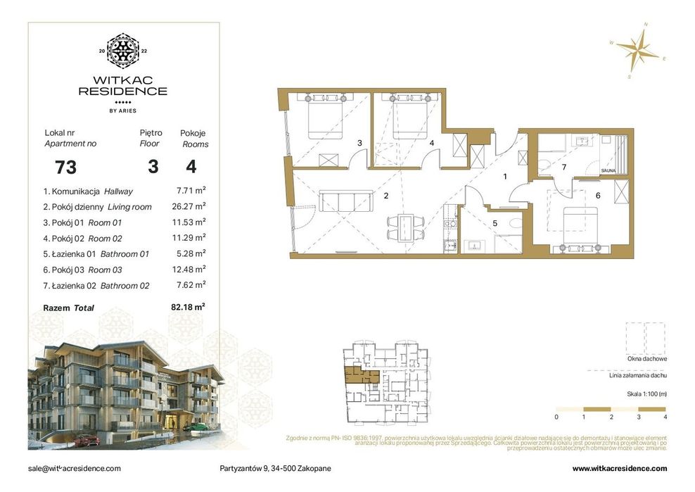 Witkac Residence | mieszkanie 3-pok. | 73