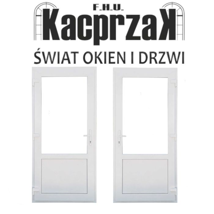 DRZWI Kacprzak 105x200 Drzwi ZEWNĘTRZNE szyba/panel PCV Białe Lider OLX