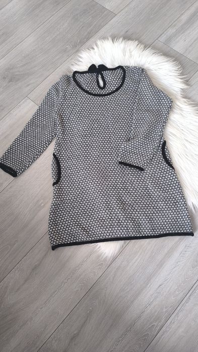 Sweter damski sweterek biało szary M 38 L 40 tunika