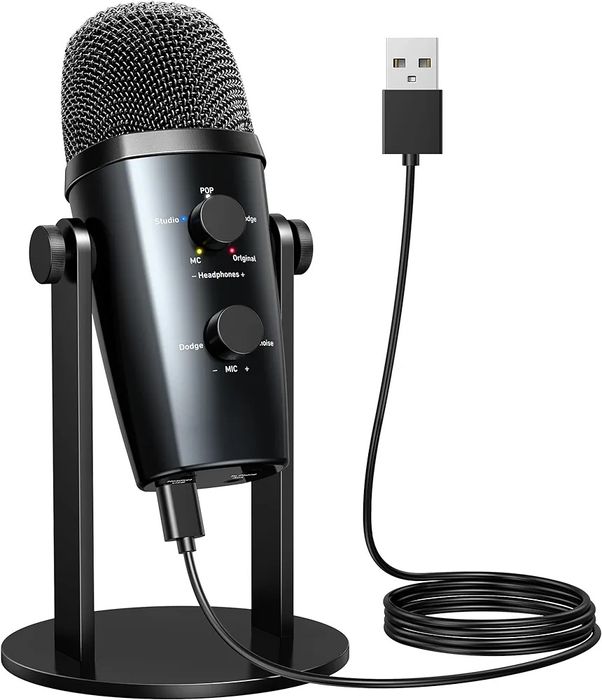 XZL Mikrofon USB, kondensatorowy mikrofon gamingowy do komputera