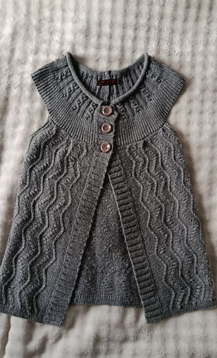 Vintage Avant Garde szary kardigan sweter z perełkami rozmiar M y2k