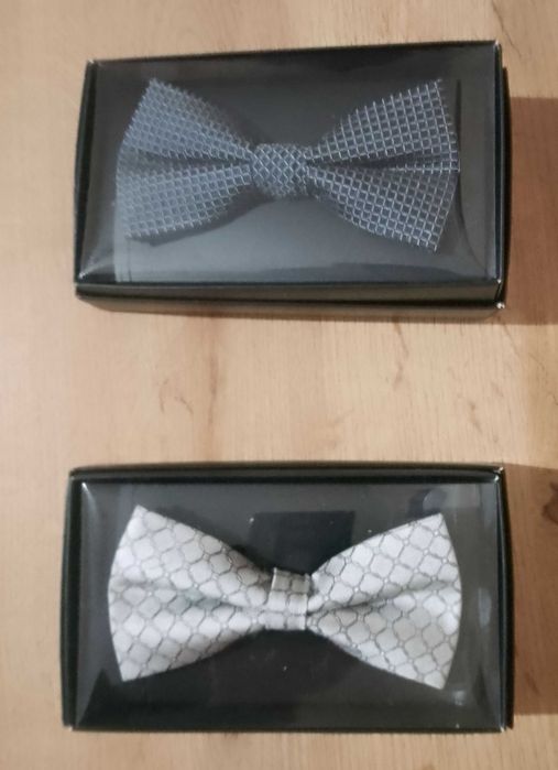 Muszka Jedwabna Męska Bytom Granatowa i Szara  x 2 / Nowe