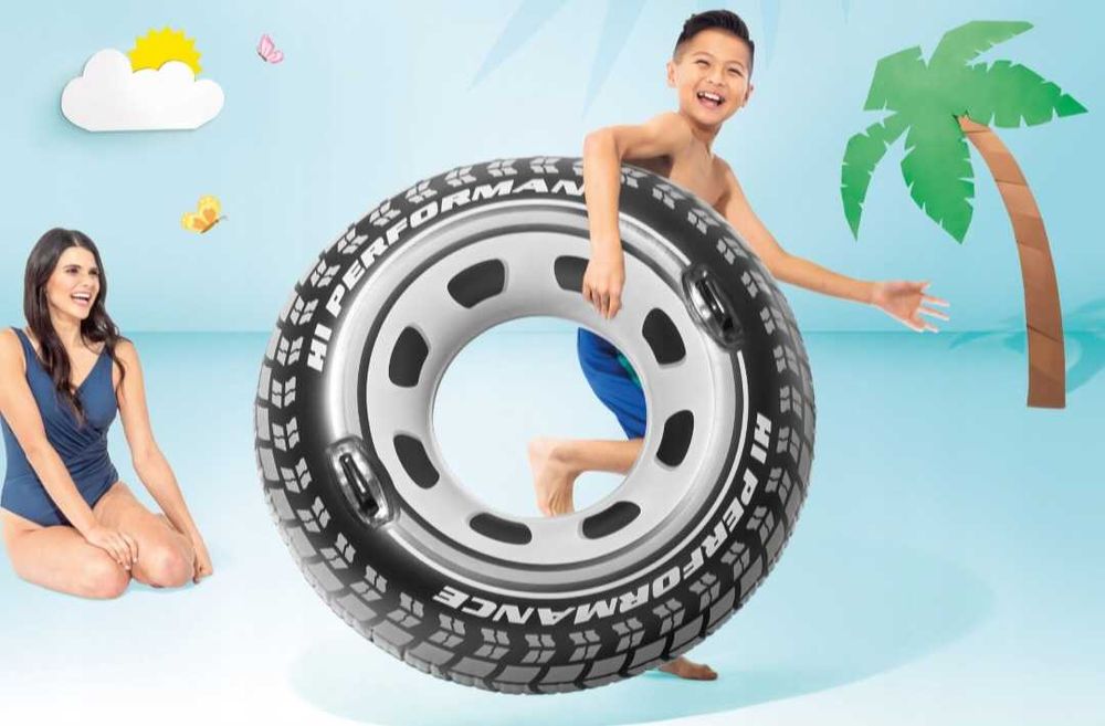 Koło dmuchane do pływania opona o średnicy 114 cm z uchwytami INTEX