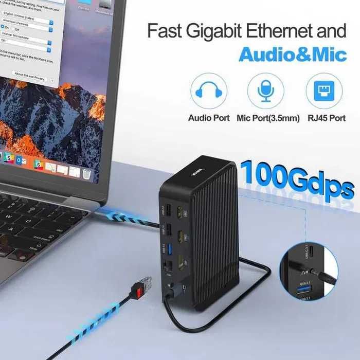 Stacja dokująca USB C do laptopa 16 w 1