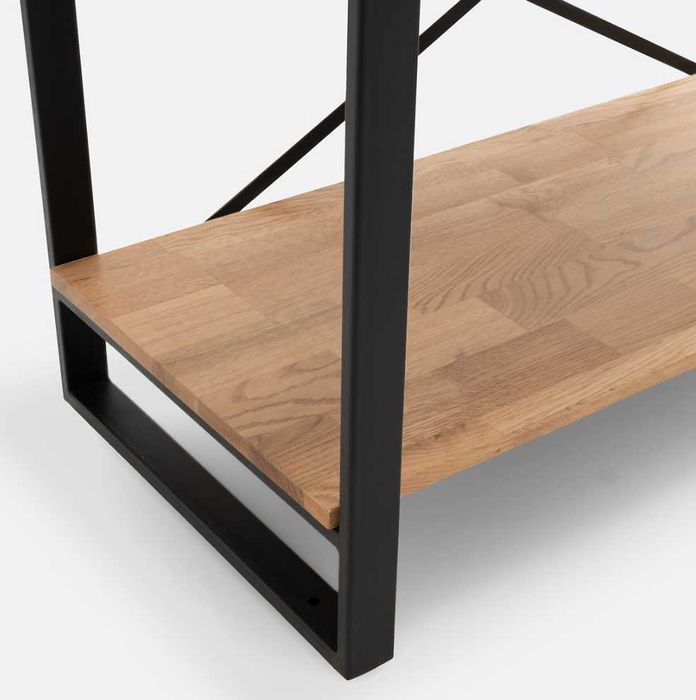 Estante metálica e carvalho maciço